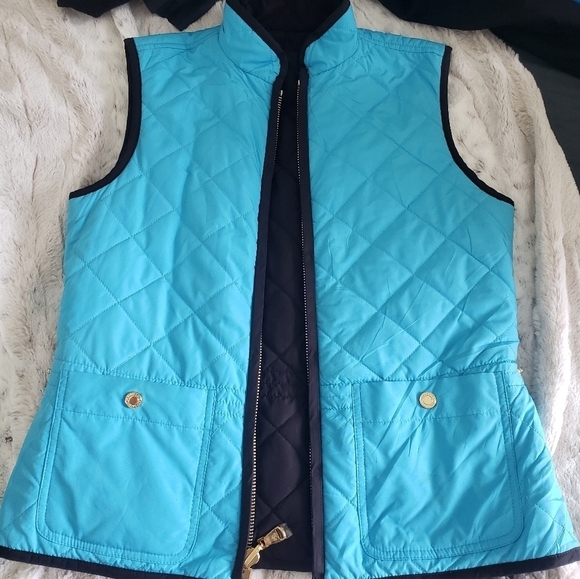 RALPH LAUREN WOMEN EQUESTRIAN REVERSIBLE QUILTED VEST BLACK TURQUOISE SM… - Picture 2 of 15
